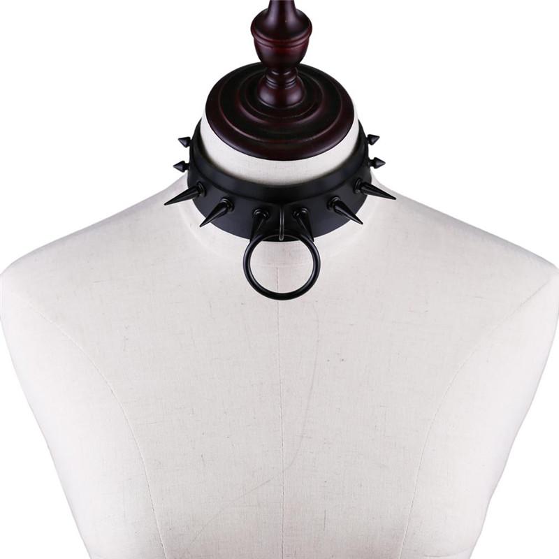 

Chokers Trendy Rivets Collar Women Man Black Leather Choker Necklace Punk Jewelry On The Neck Circle Aesthetic Gothic Accessories 2021
