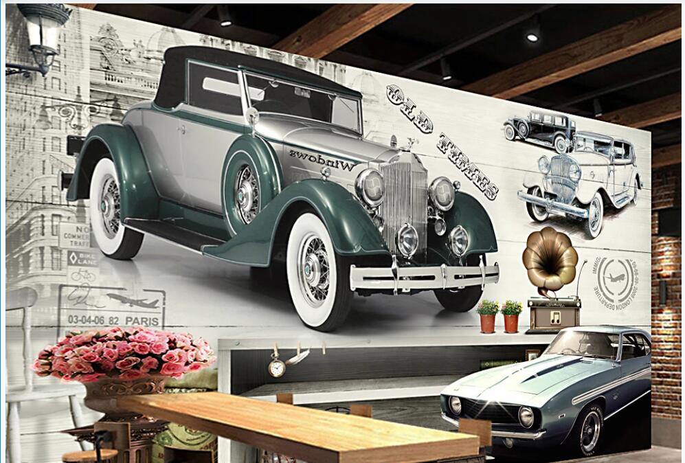 

3d wallpaper custom photo Retro European nostalgic classic car background home decor 3d wall murals wallpaper for walls 3 d living room, Non-woven wallpaper