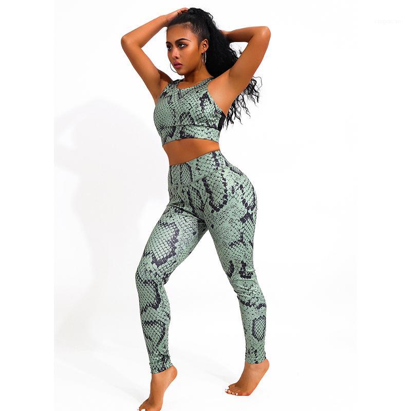 

Fitness Sport Clothing Seamless Yoga Set Women Sport Suit Running Gym Workout Clothes For Women Bra Top Yoga Leggings Serpentine1, Green