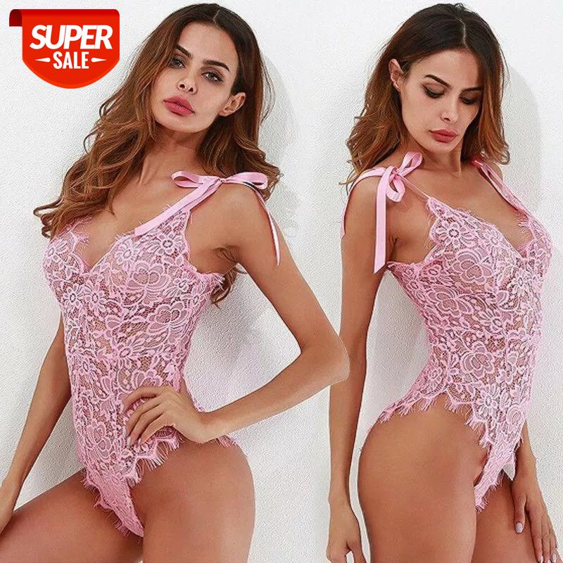 

New Fashion Sexy Kawaii Women's Erotic-Lingerie Lace Pink Perspective Bra Nightwear Sleepwear Babydoll Underwear #g64z, Black;white