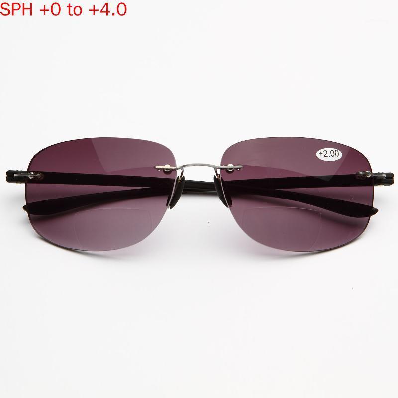 

2020 New Frameless Gray Bifocal Reading Sun Glasses Women Men Presbyopia Male Reading Sunglasses Diopter 1.0 To 3.0 NX1