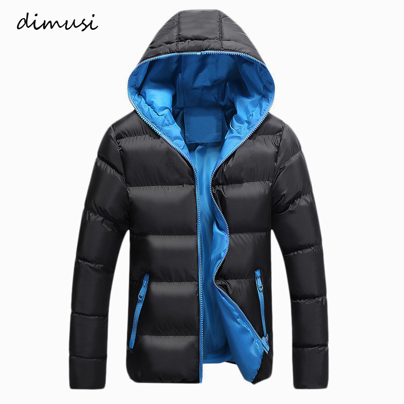 

Men Winter Jacket Fashion Mens Cotton Thick Warm Hooded Thermal Parkas Male Casual Hoodies Windbreaker Coats Clothing, Blue white