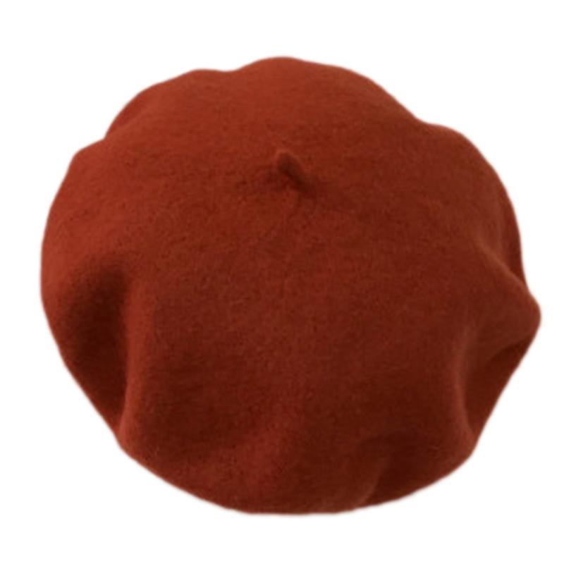 

Women Winter Warm Faux Wool Beret Hat Solid Color Classic Painter Beanie Cap, Beige