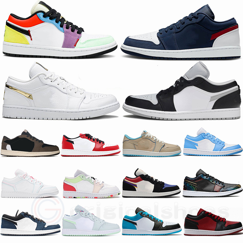 

2021 Low Men Women Basketball Shoes Multicolour UNC Travis Scotts University Red Island Green Paris Obsidian 1 1s Jumpman Trainers Sneakers, 26