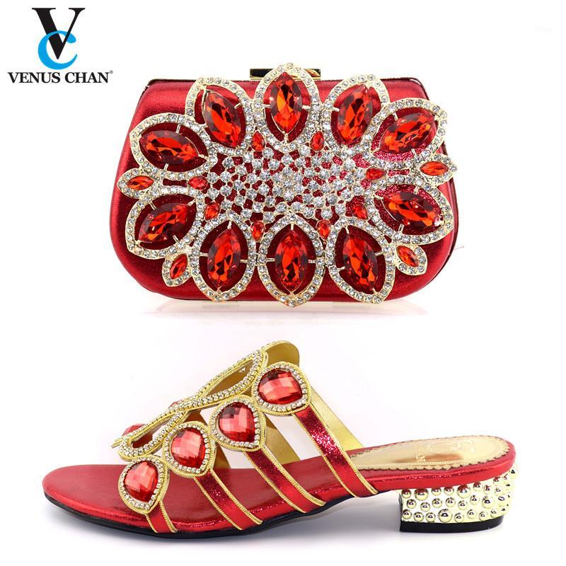 

Red Color New Fashion Italian Style Slippers And Bag Set Summer Woman Shoes And Bag Set For Evening Party1, Gold