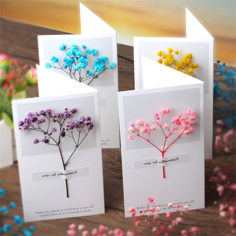 

Flowers Greeting Cards Gypsophila Dried Flowers Handwritten Blessing Greeting Card Birthday Gift Card Wedding Invitations
