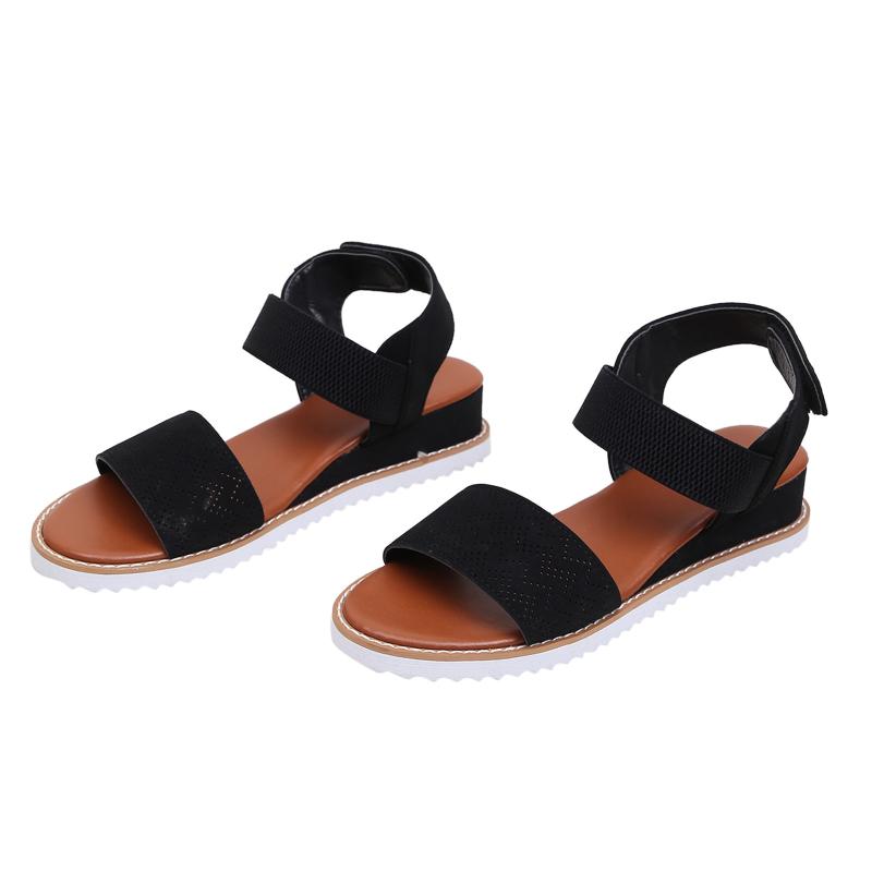 

Summer Women Sandal Open Toe Wedges Soft Bottom Breathable Sandals Beach Shoes Non-slip Flat Women's Summer Footwear Drop/ship, Beige