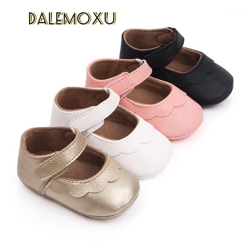 

DALEMOXU -18M Newborn Baby Girls Crib Shoes Soft Soles PU Leather Solid Buckle Strap Flat With Heel Baby Casual Shoes 4 Colors1, White