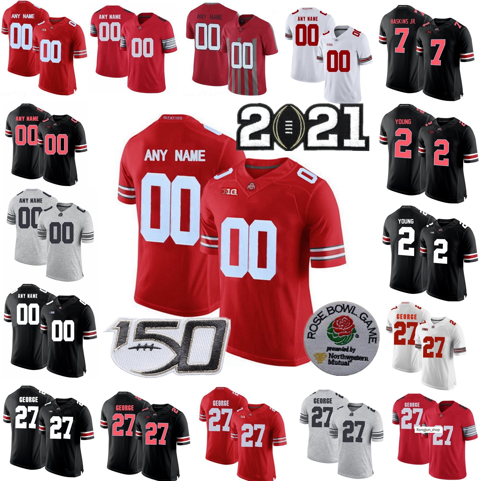 

NCAA Ohio State Buckeyes College Football Jerseys Johnny Utah Jersey Jack Tatum Chris Spielman CJ Saunders Ronnie Hickman KJ Hill Jr. Chris, Men black with rose bowl