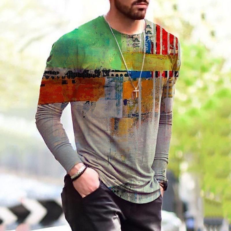 

Men's T-Shirts Men T-shirt Casual Pullover Long Sleeve Slim Fashion Print Simple Tshirt Spring Plus Size Tie Dye Male Tee Kpop Oversize Top, White;black
