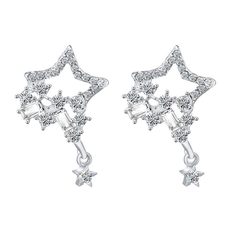 

New Fashion Brincos Oorbellen Bijoux Crystal Rhinestone Hollow Five-pointed Star Hanging Earrings Ladies Fashion Jewelry
