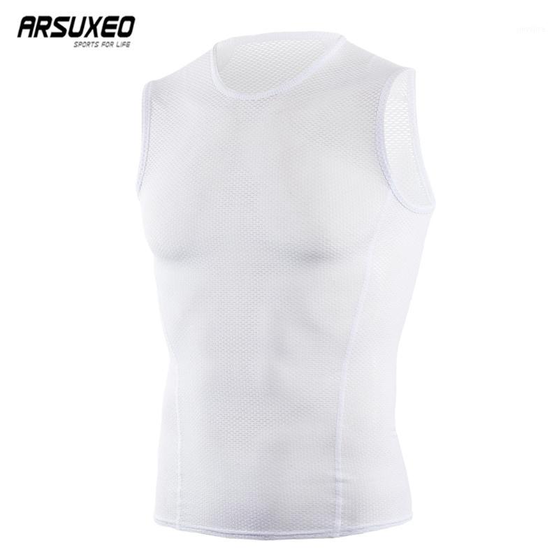 

ARSUXEO Men Summer Sports Vest Sleeveless Running Walking Training Mesh Vest Bicycle Cycling Undershirt Quick Dry Breathable c551, White