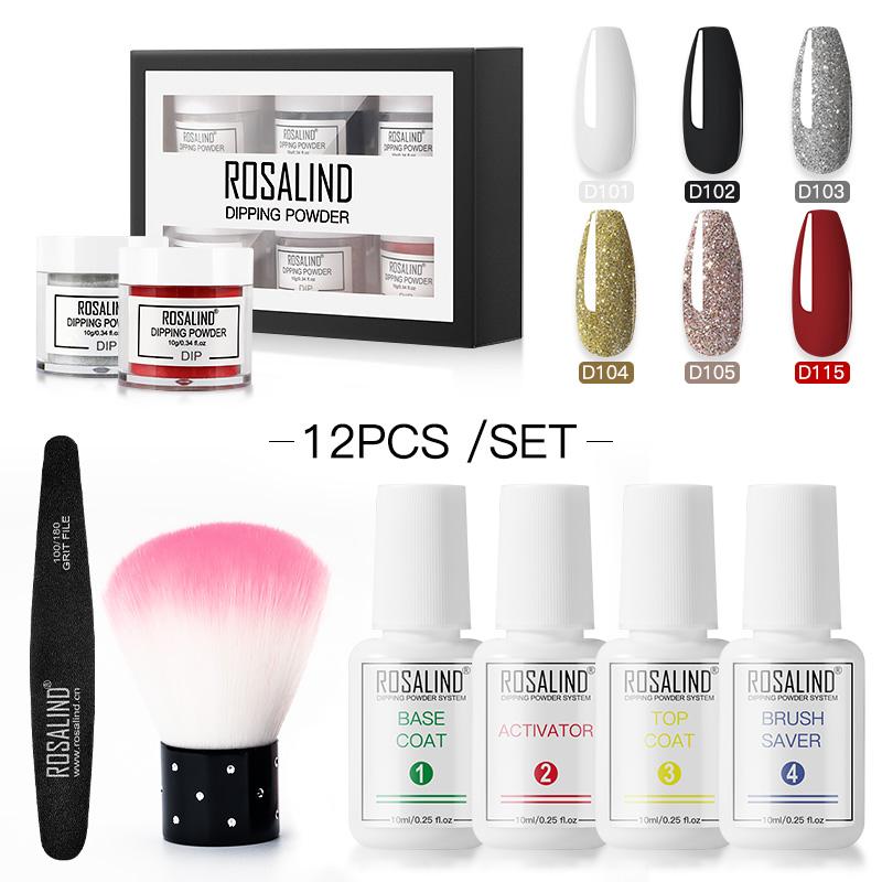 

ROSALIND Dipping Powder Nails Kit Holographic Nail Dust Natural Dry Without UV Lamp Manicure Dip Nail Art Design Soak Off Set