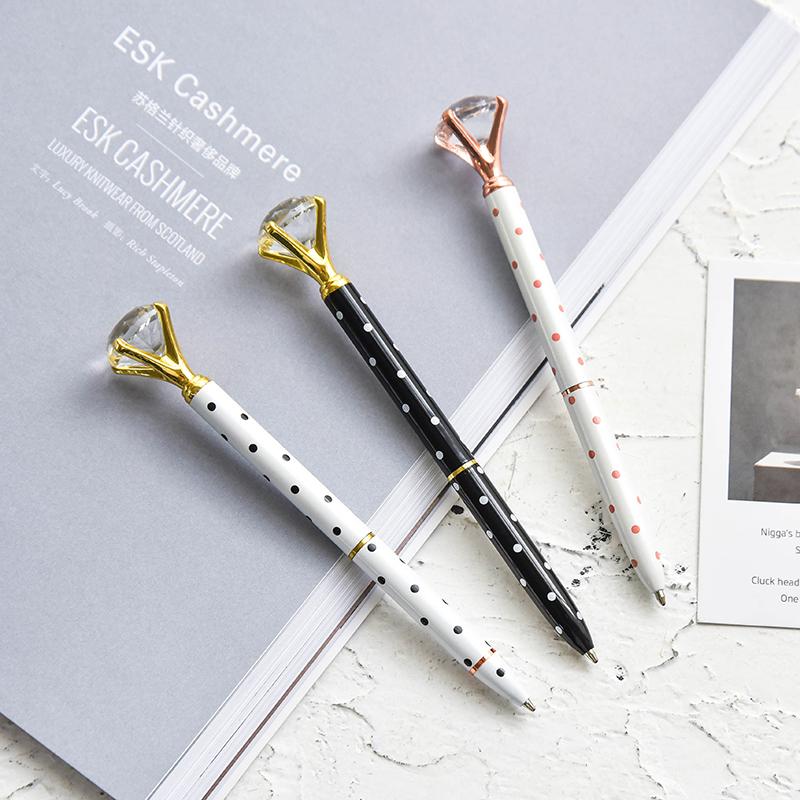 

Creative Design Queen's Scepter Ball Pen Diamond Crystal Gem Ballpoint Pen Colored Plastic Neutral Office Writing Stationery, Purple dots