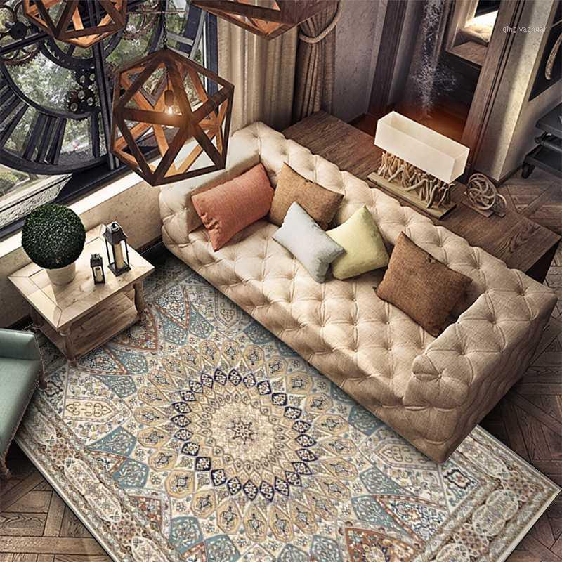 

Classic Flower Pattern Printed Ethnic Style Carpet Soft Carpets For Living Room Anti-slip Rug Floor Mat Doormat1, As pic