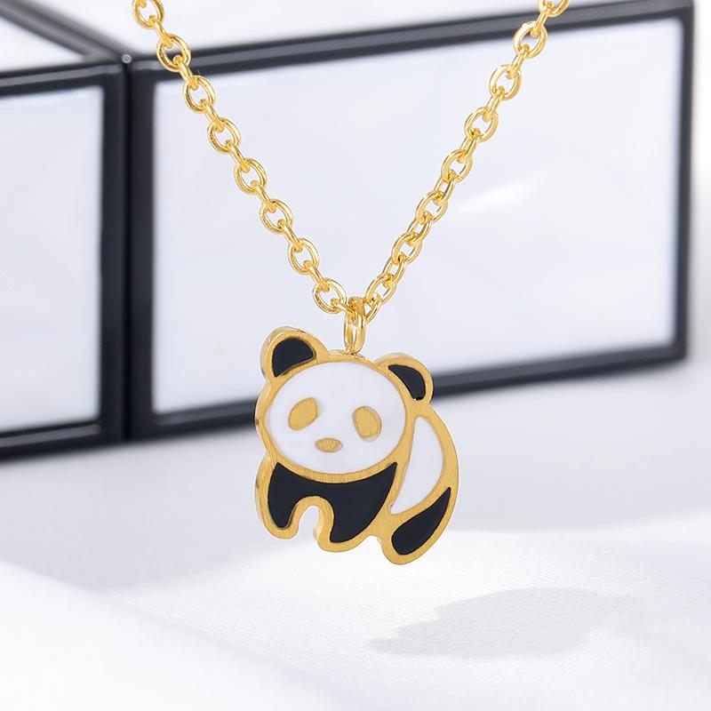 

Minimal Panda Necklace Girl Gifts Cute Bear Animal Zoo Necklaces Pendants Dainty Jewelry Stainless Steel Link Chain Accessory