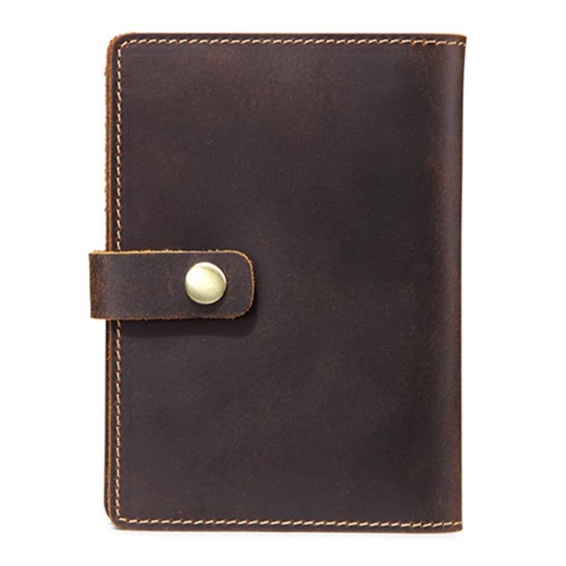 

AUAU-Men Top Cow Leather Case Vintage Leather Handmade Travel Passport Cover for Travel Wallet Card Business Card, Brown