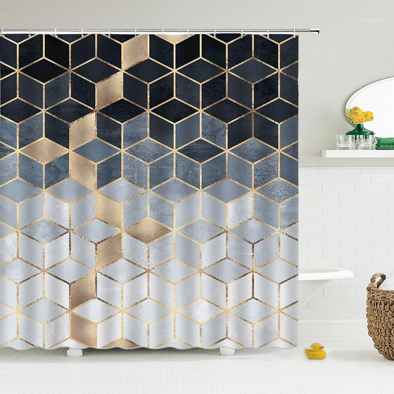 

Geometric Pattern Bathroom Shower Curtain 3d Printing Bath Curtains High Quality Waterproof Cloth With Hooks Bath Curtain1