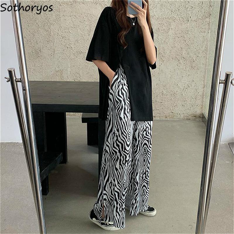 

Casual Pants Women Zebra Pattern Loose Summer Thin Leisure All-match Harajuku Street Students Hip Hop Leisure Vintage Fashion, Zebra pants