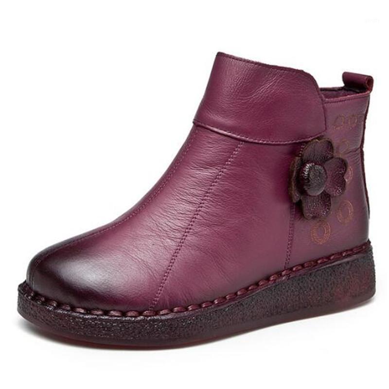 

New Fashion Winter Warm Shoes Women Snow Boots Non-slip Comfort Soft Full Genuine Leather Shoes Flat Boots Mom Ankle1, Black