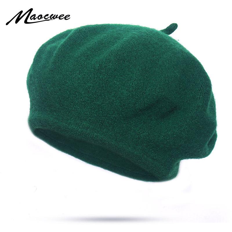 

2020 Autumn Winter Cheap Faux Wool Solid Color Berets Caps Female Bonnet Women caps Lady Painter All Matched Warm Walking Hat, Khaki