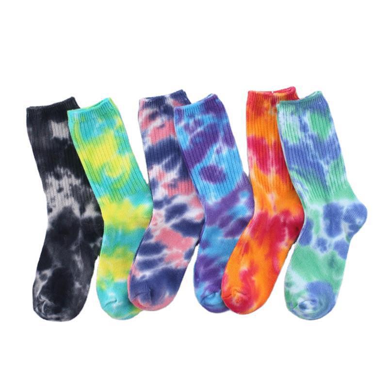 

2020 Cotton Skate Socks Men Women Sock Knee-high Funny Cycling Running Hiking Tie Dye Sox Harajuku Hip Hop Happy Socks, Green