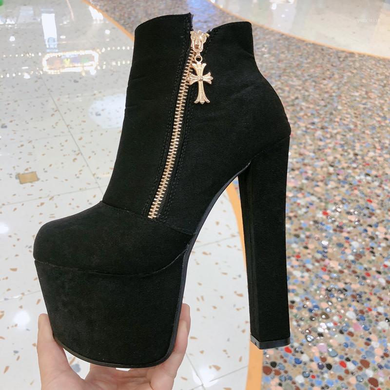 

Sexy 17cm High Heeled Women's Shoes Autumn platform lace up buckle zipper black Boots Fashion1