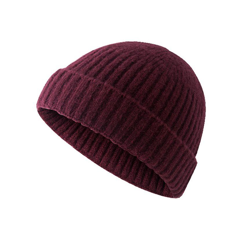 

Unisex Unisex Men Women Rollup Trim Warm Ribbed Knitted Skull Cap Brimless Elastic Casual Beanie Melon Hat Turn Ski Fisherman