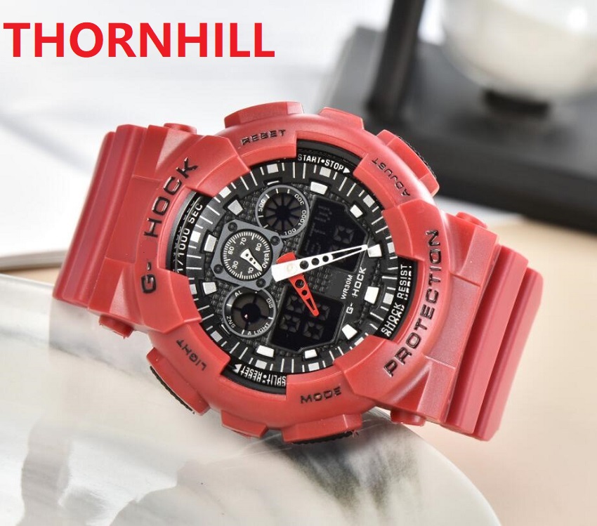 

Mens Womens Dual Time Zone Electronic Sports Watch Army Military Shocking Waterproof Digital LED Sapphire Mirror Rubber Silicone Quartz Analog Clock Montre De Luxe, As pic