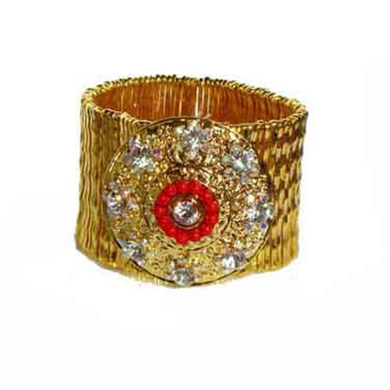 

Bangle 2021 Gorgeous Handmade Lady's AB Crystals Beaded Gold Metal Rose Flower Elastic Stretch Bracelet Fashion Party Show Jewelry