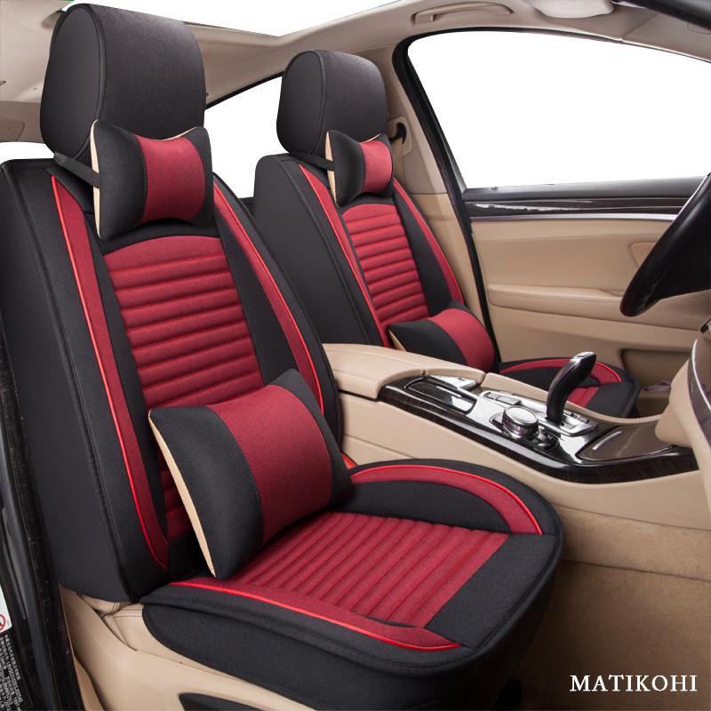 

MATIKOHI flax car seat covers For ssangyong korando kyron rexton actyon sport rodius actyon tivolan chairman car protector seat