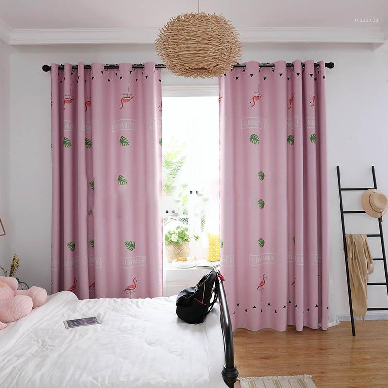 

1pc Lovely Pink Curtain Simple Nordic Style Curtain Bedroom Living Room Balcony Screening Perforated Curtains Home Decorations1, 1pc curtain