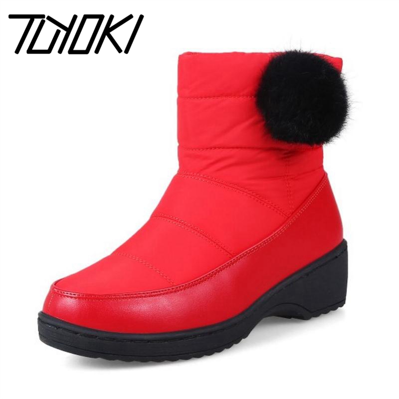 

Tuyoki Size 35-44 Women Warm Ankle Boots Winter Plush Fur Shoes Woman Wedge Snow Boots Hot Fashion Round Toe Platform Shoes, Black