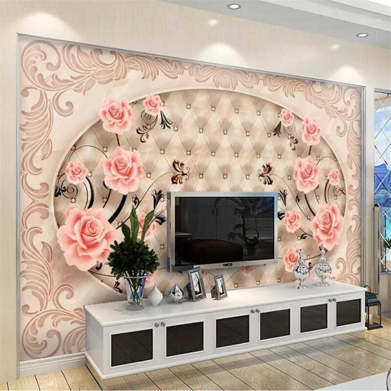 

mural Custom Photo Wallpaper murals 3D Tile Parquet Marble Relief TV Living Room Background Wall papel de parede 3d wallpaper1, As pic