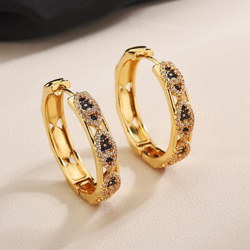 

New Luxury Fashion Design Unique Fish Round Zircon Hoop Earrings Gold Color Oorbellen Cercle Boucle D'oreille Zk301