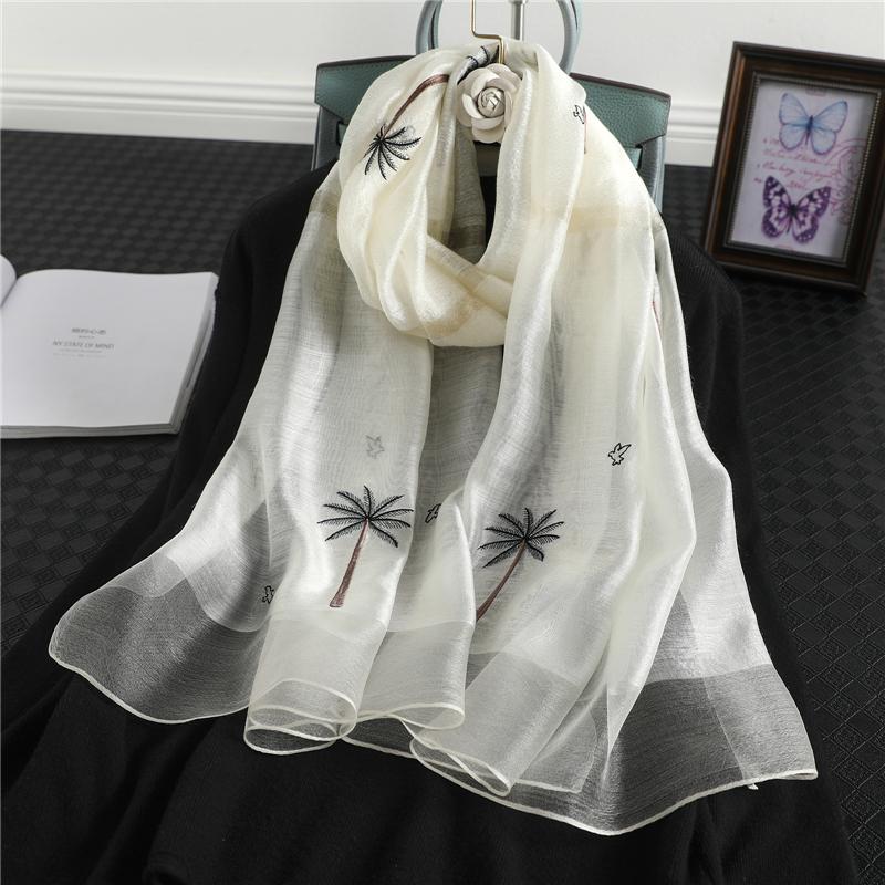 

Long Silk Scarf Shawls Lady Wraps Hijab Foulard Female Wool Winter Scarves Warm Embroidery Floral Bandana 2020 New