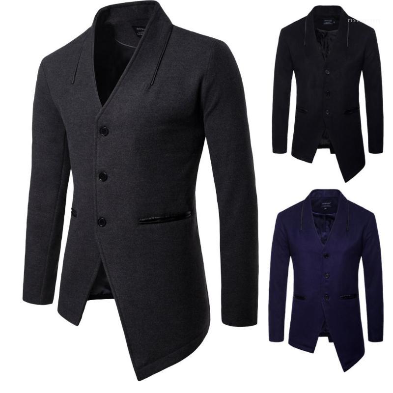 

Autumn and Winter Men Long Coat Irregular Style Black Blue Grey Colors -xxl Sizes Mens Trench Coat Casaco Black Trench Men1