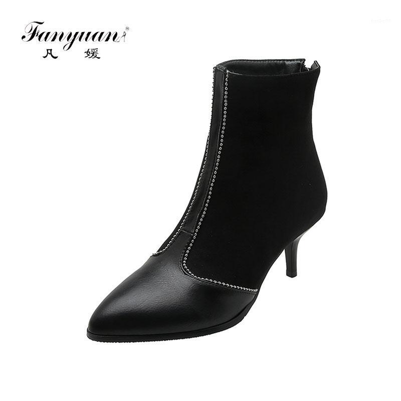 

fanyuan 2020 Plus Size 34-48 Hot Sale Fashion Elegant Winter Boots Women Shoes Woman Thin Heels Party Ankle Boots Woman1, Black