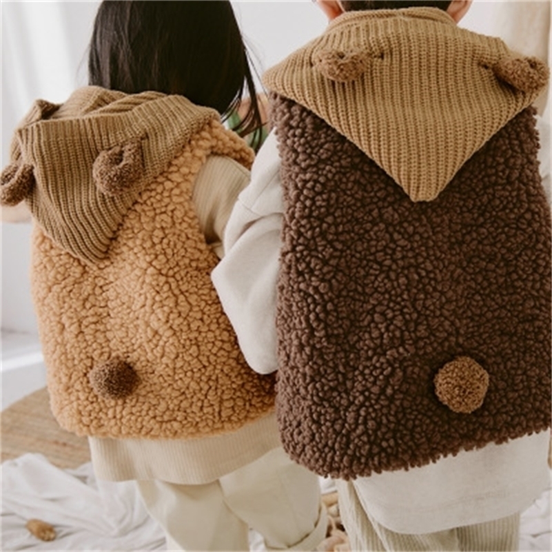

Baby Girl Fur Vest Autumn Winter New Boys and Girls Hoodies Vests Coat Kids Boys Warm Waistcoats Boys Jackets Toddler Vest 201106, Coffee