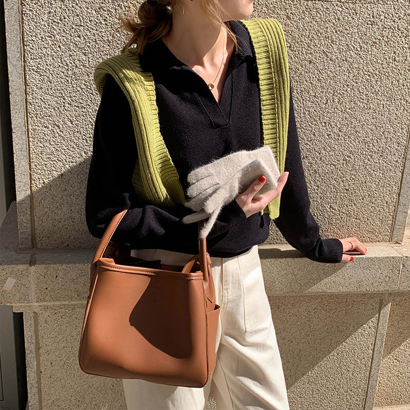 

2021 New 8 colors Korean style mesh tops turn down collar loose sleeve long female hot sweater jumpers (x1628 W2JX, Black