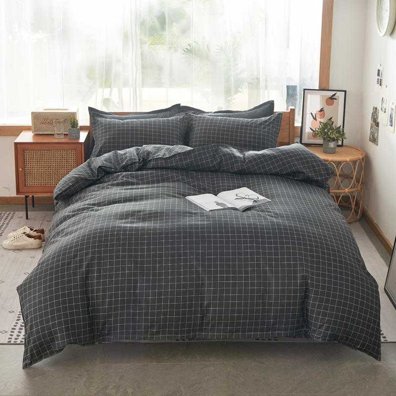 

Solstice Home Textile Plaid Black White Bedding Sets Simple Linen Boy Girl Kid Adult Duvet Cover Pillowcase Flat Sheet Twin King, 26
