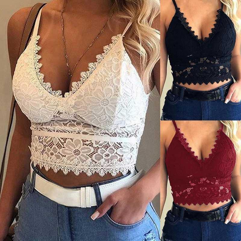 

Women Lace Bra Deep V Neck Floral Summer Slim Push up Bra Hollow Out Fashion1