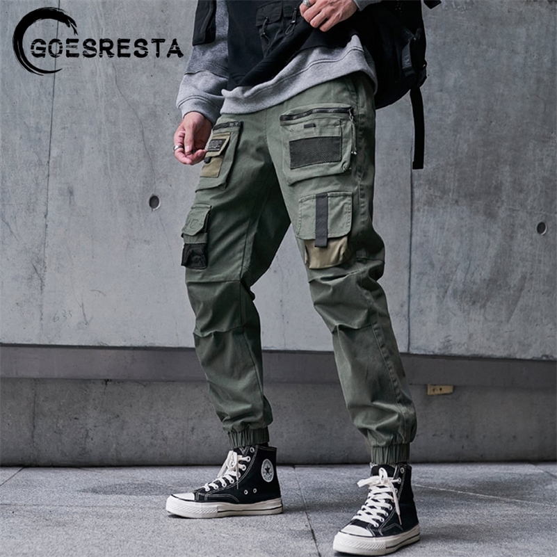 

Cargo Pants Men Black Hip Hop Streetwear Fashion Cotton Joggers Sweatpants Casual Harem Trousers Summer Harajuku Tide Clothing 201113, Army green