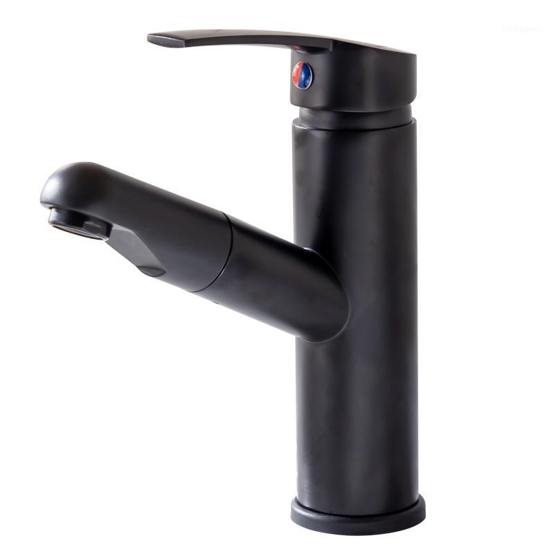 

Matte Black Hot and Cold Water Taps Pull Down Faucet Basin Single Hole Faucets lavamanos Tap Bathroom Washing Hand Basin Faucet1