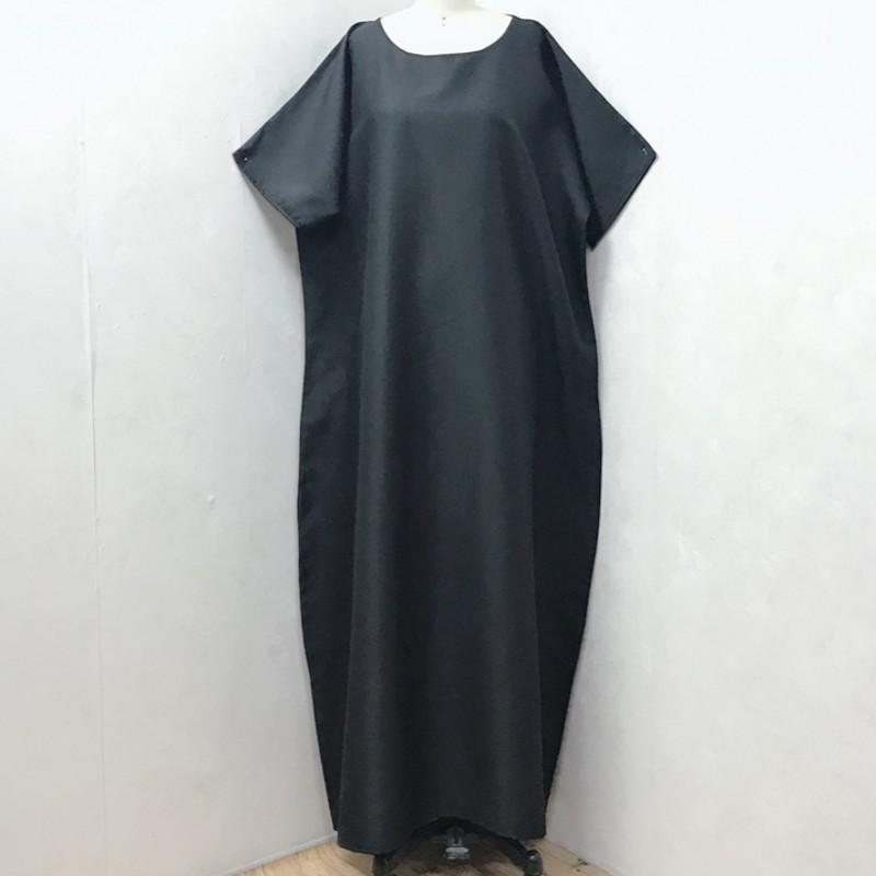 

Solid Color Muslim Maxi Dresses For Women Short Sleeve Loose Boubou Dress 2021 Summer New Casual Robe Abaya Dubai Muslim Vestido