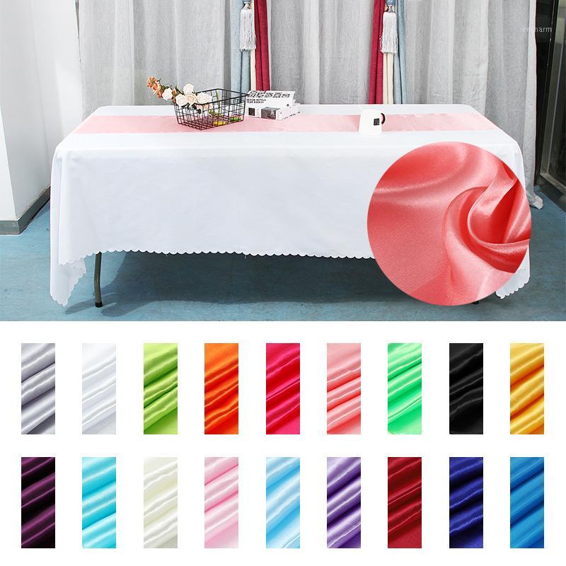 

Western Table Flag Solid Color Satin Wedding Banquet Soft Fabric Tablecloth For Home Parties Hotel Table Decoration UD881, White