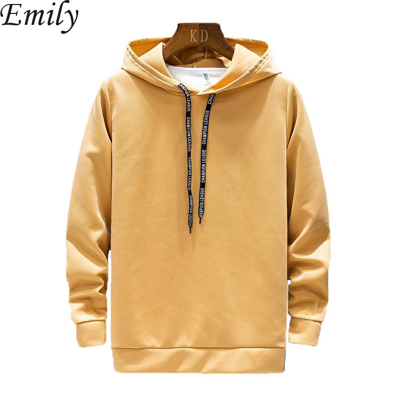 

New 2020 Spring Men's Hooded Sweatshirt Teenager Hip Hop Hoodies Comfortable Casual Long Sleeve Solid Pullover Sports Tops, Black