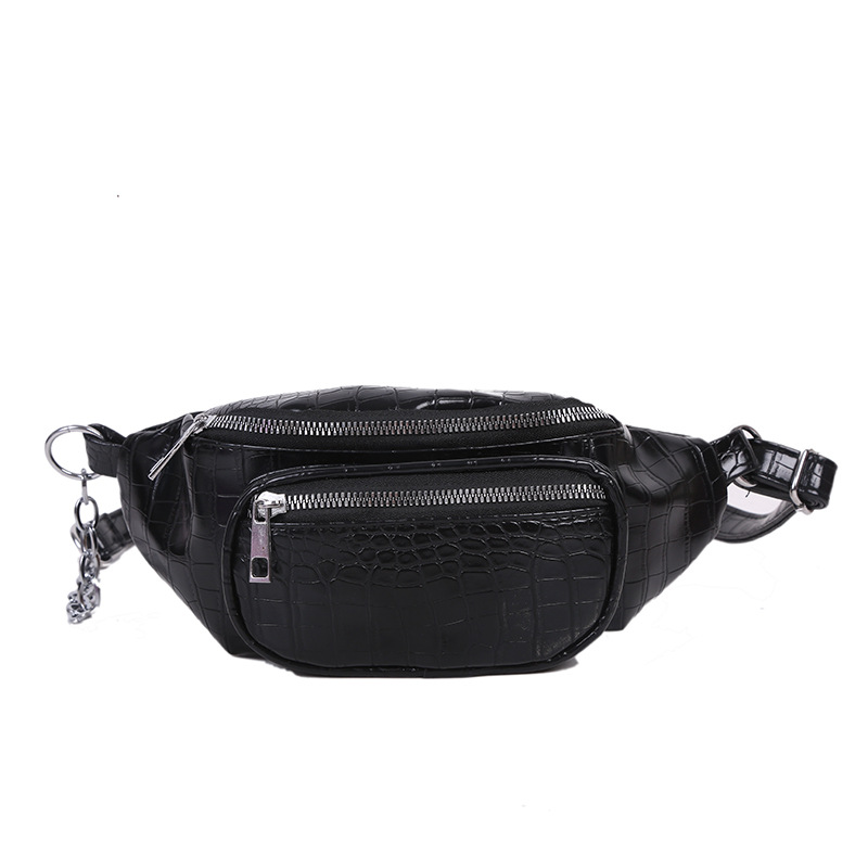 

2020 Women Waist Bag Fashion Bumbag For Woman Crackle Belt Bag Lady Cross Body Bag Sac Banane Small Handbag New Trend Top Quality, Black