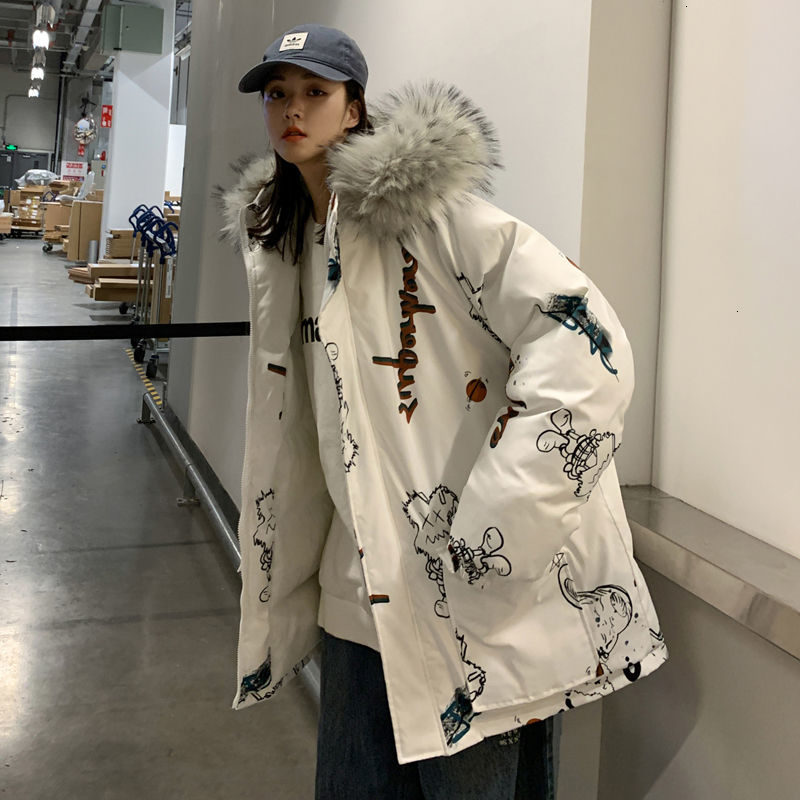 

Autumn/winter 2021 Cotton-quilted New Couples Big-haired Collar Clothing Young Men' Clothes W0XU, White