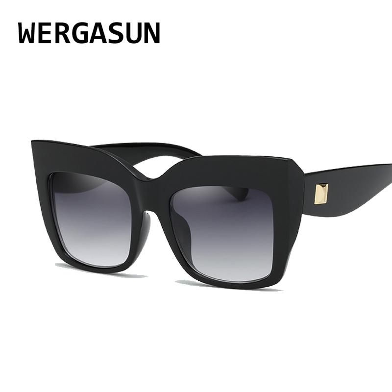

Sunglasses WERGASUN Classic Cat Eye Women Vintage Oversized Gradient Sun Glasses Shades Female Luxury Designer UV400 Sunglass